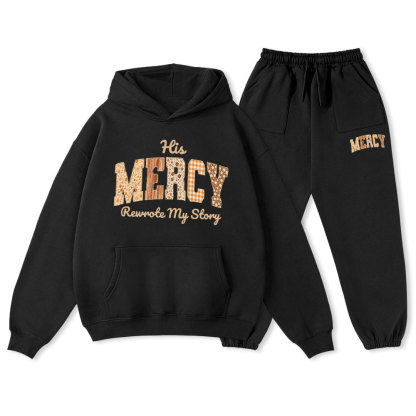His Mercy Rewrote My Story Christian Premium Fleece Hoodie Set