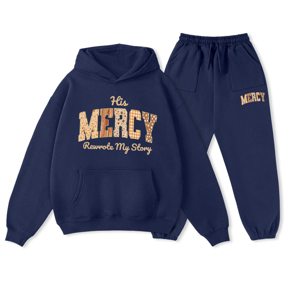 His Mercy Rewrote My Story Christian Premium Fleece Hoodie Set