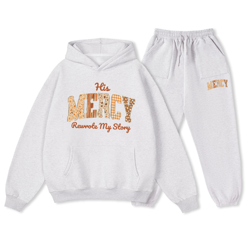 His Mercy Rewrote My Story Christian Premium Fleece Hoodie Set