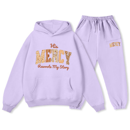 His Mercy Rewrote My Story Christian Premium Fleece Hoodie Set