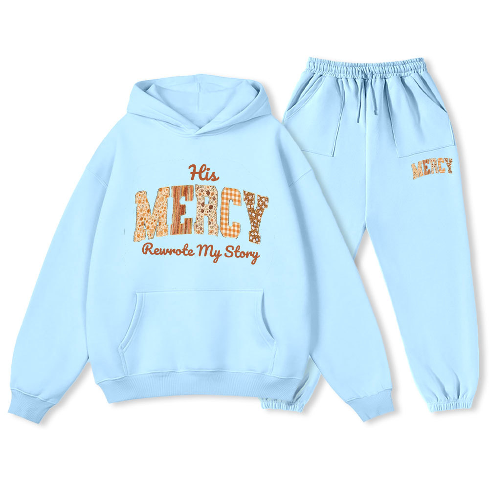 His Mercy Rewrote My Story Christian Premium Fleece Hoodie Set