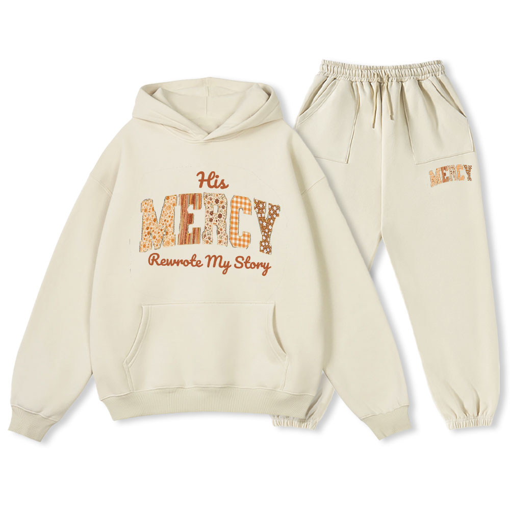 His Mercy Rewrote My Story Christian Premium Fleece Hoodie Set