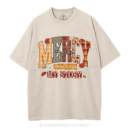 His Mercy Rewrote My  Story Christian Washed T-Shirt