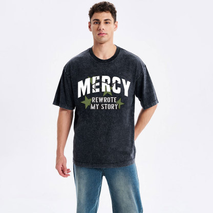 His Mercy Rewrote My Story Christian Washed T-Shirt