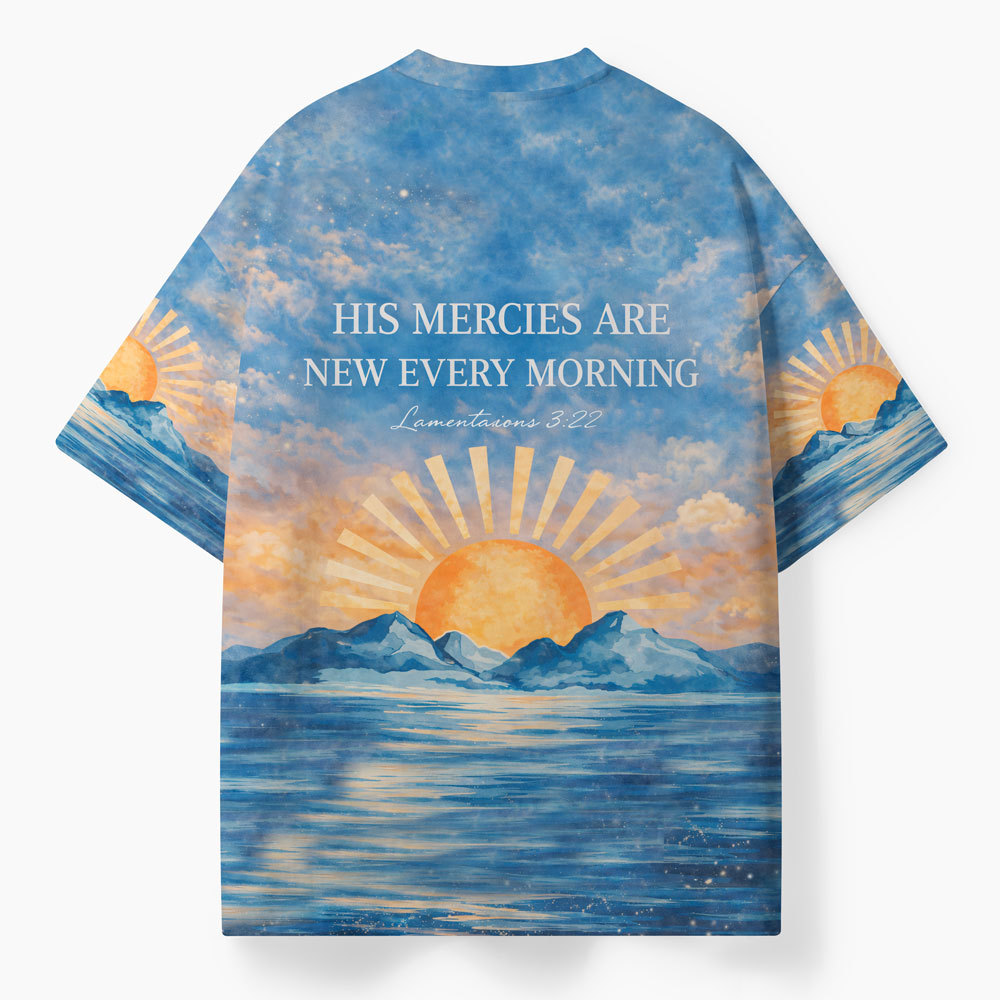 His Mericles Are New Morning Oversized All-Over Print Christian T-Shirt