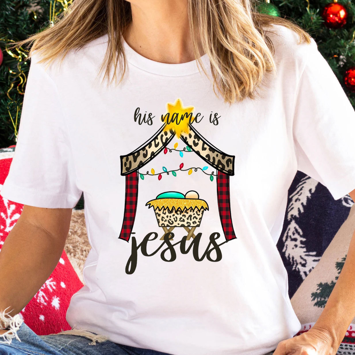 His Name Is Jesus Christian Christmas T-Shirt