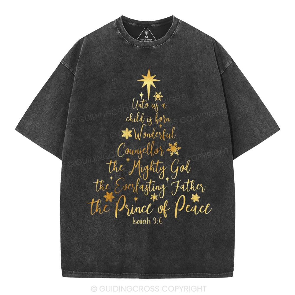 His Name Shall Be Called Christian Christmas Washed T-Shirt