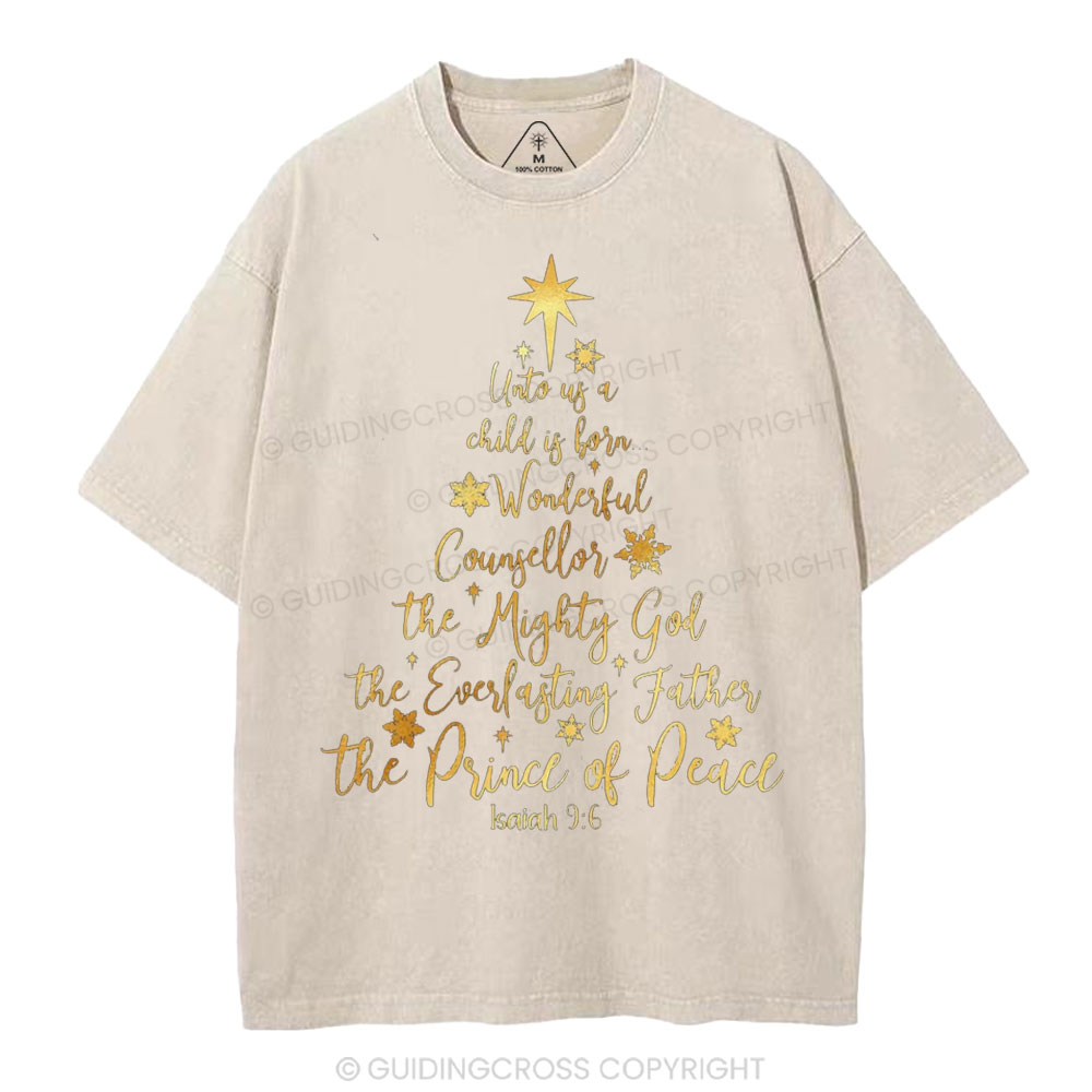 His Name Shall Be Called Christian Christmas Washed T-Shirt