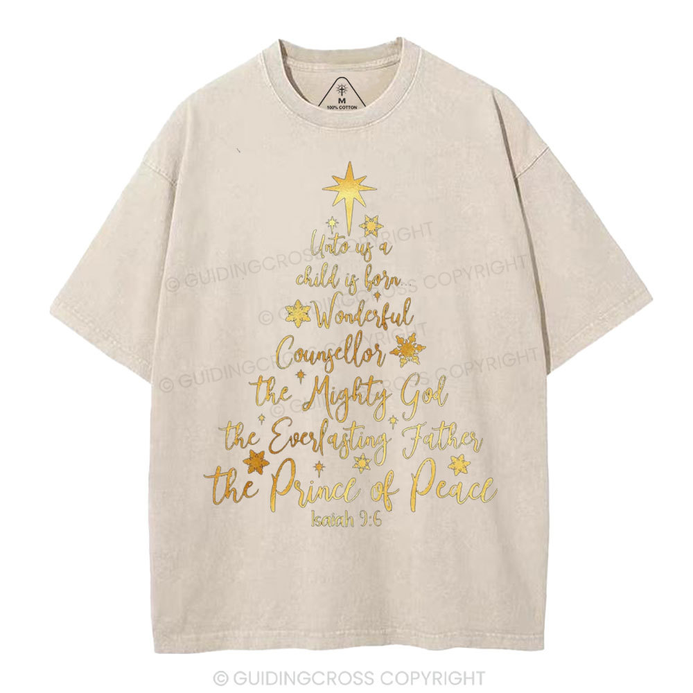 His Name Shall Be Called Christian Christmas Washed T-Shirt