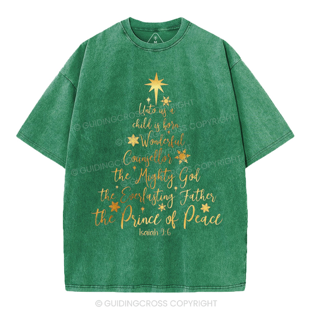 His Name Shall Be Called Christian Christmas Washed T-Shirt