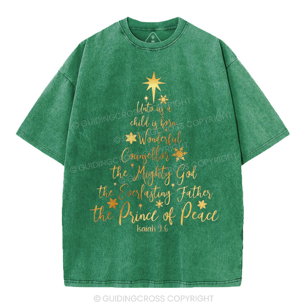 His Name Shall Be Called Christian Christmas Washed T-Shirt