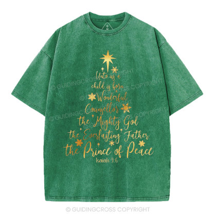 His Name Shall Be Called Christian Christmas Washed T-Shirt