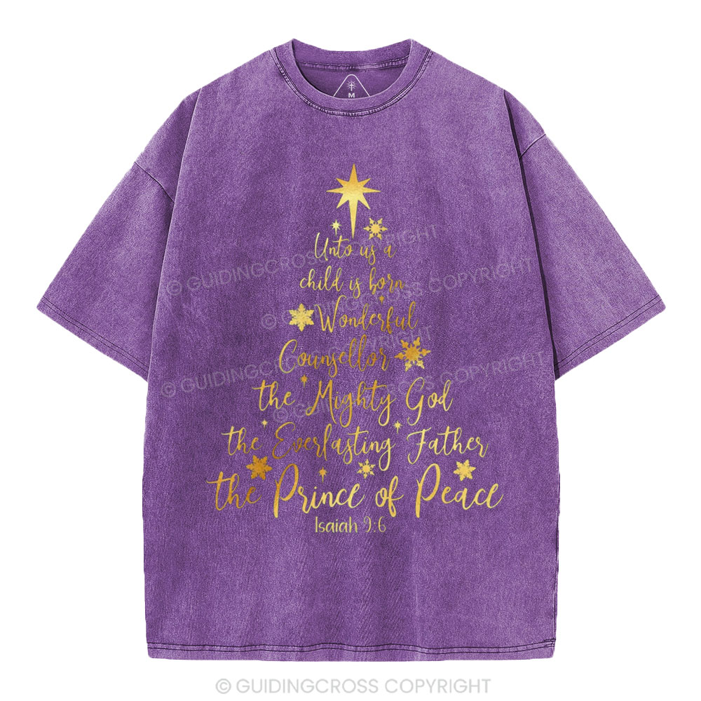 His Name Shall Be Called Christian Christmas Washed T-Shirt