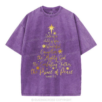 His Name Shall Be Called Christian Christmas Washed T-Shirt