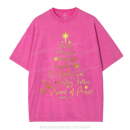 His Name Shall Be Called Christian Christmas Washed T-Shirt