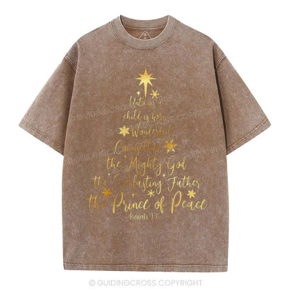His Name Shall Be Called Christian Christmas Washed T-Shirt