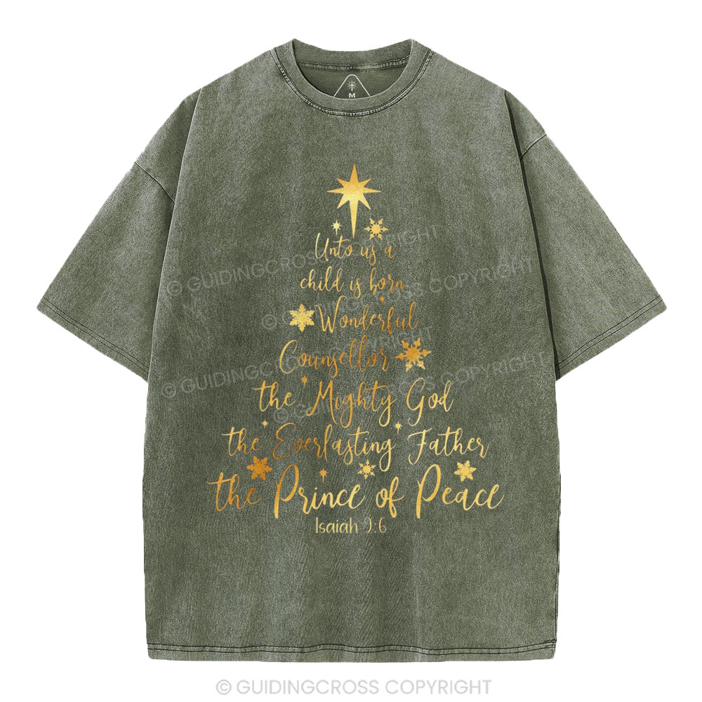 His Name Shall Be Called Christian Christmas Washed T-Shirt