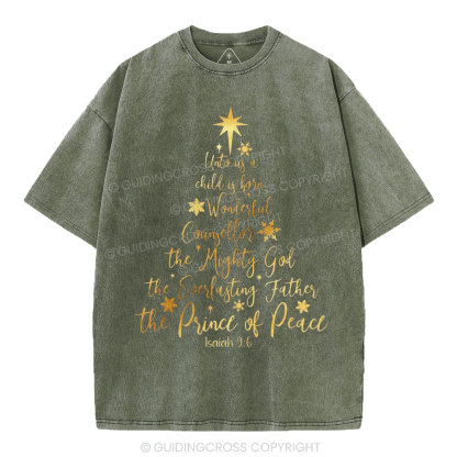 His Name Shall Be Called Christian Christmas Washed T-Shirt