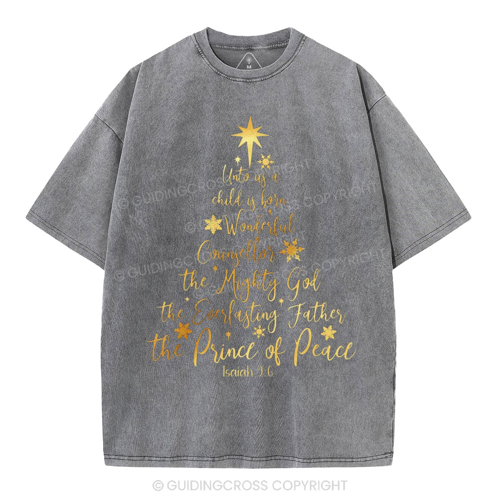 His Name Shall Be Called Christian Christmas Washed T-Shirt
