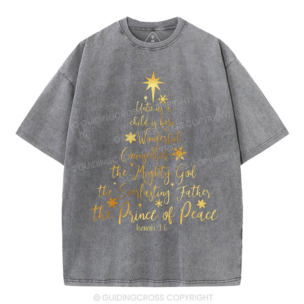 His Name Shall Be Called Christian Christmas Washed T-Shirt