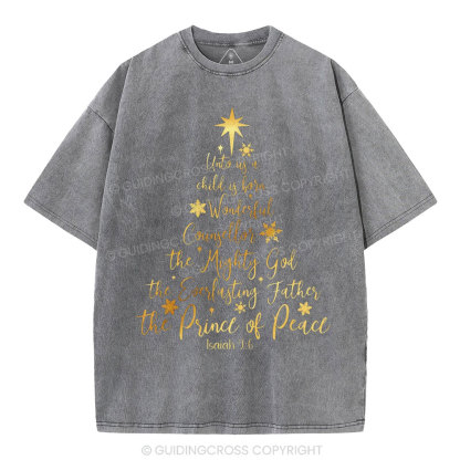 His Name Shall Be Called Christian Christmas Washed T-Shirt
