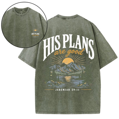 His Plans Are Good Christian Washed T-Shirt