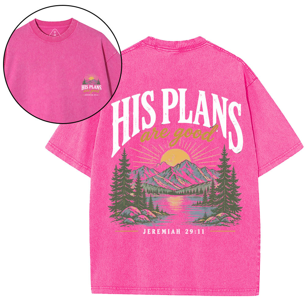 His Plans Are Good Christian Washed T-Shirt
