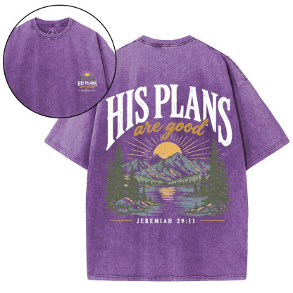 His Plans Are Good Christian Washed T-Shirt