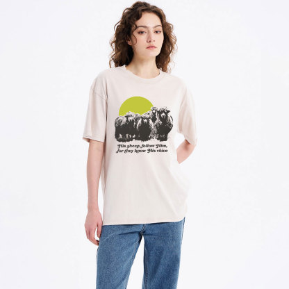 His Sheep Follow Him For They Know His Voice Chrsitian Washed T-Shirt