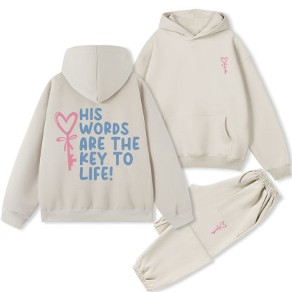 His Words Are The Key To Life Christian Fleece Hoodie Set