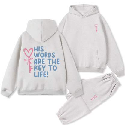 His Words Are The Key To Life Christian Fleece Hoodie Set