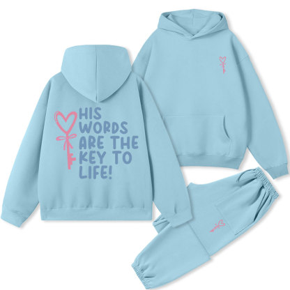 His Words Are The Key To Life Christian Fleece Hoodie Set