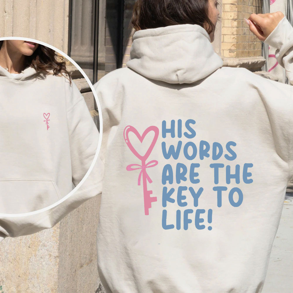 His Words Are The Key To Life Christian Fleece Hoodie Set