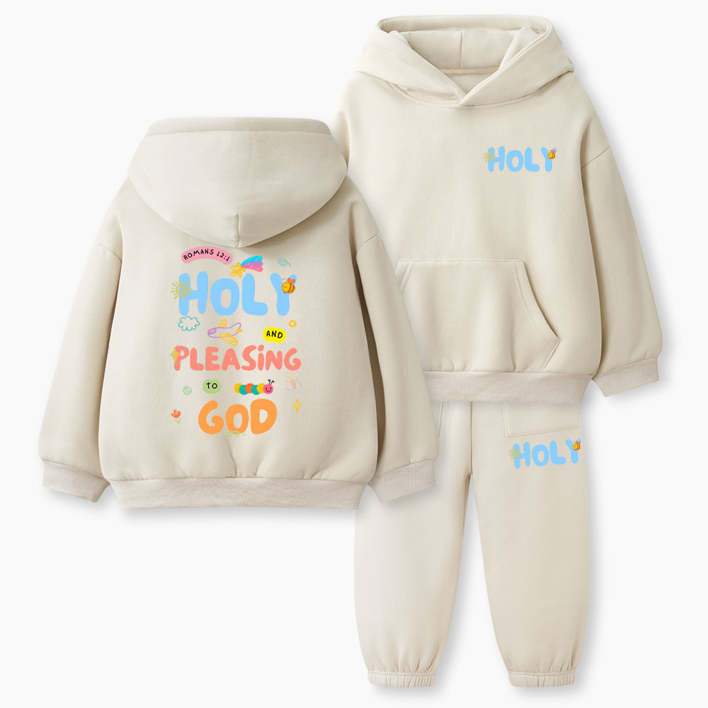 Holy And Pleasing To God Christian Kid Fleece Hoodie Set