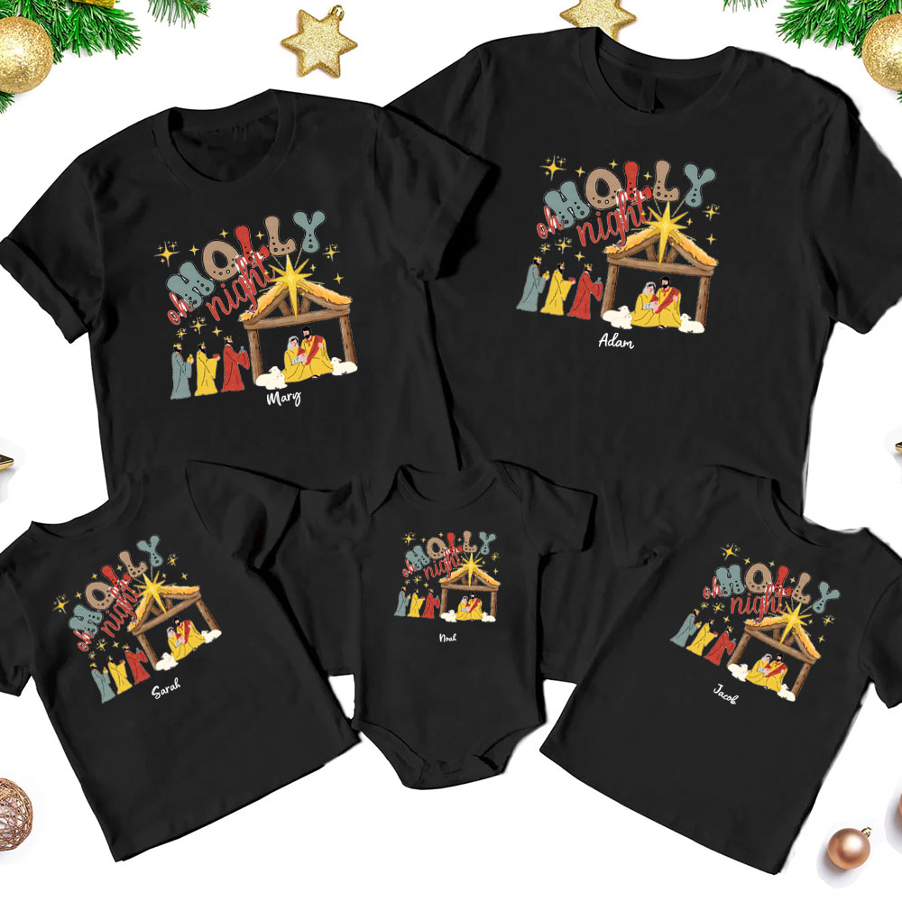 Holy Night' Christmas Family Matching Shirts