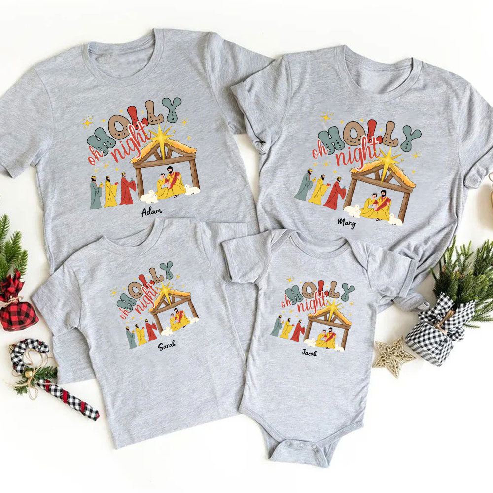 Holy Night' Christmas Family Matching Shirts