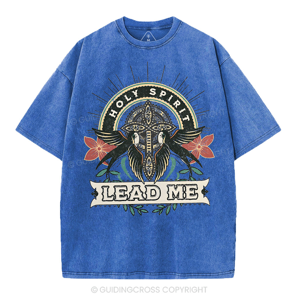 Holy Spirit Lead Me Christian Washed T-Shirt