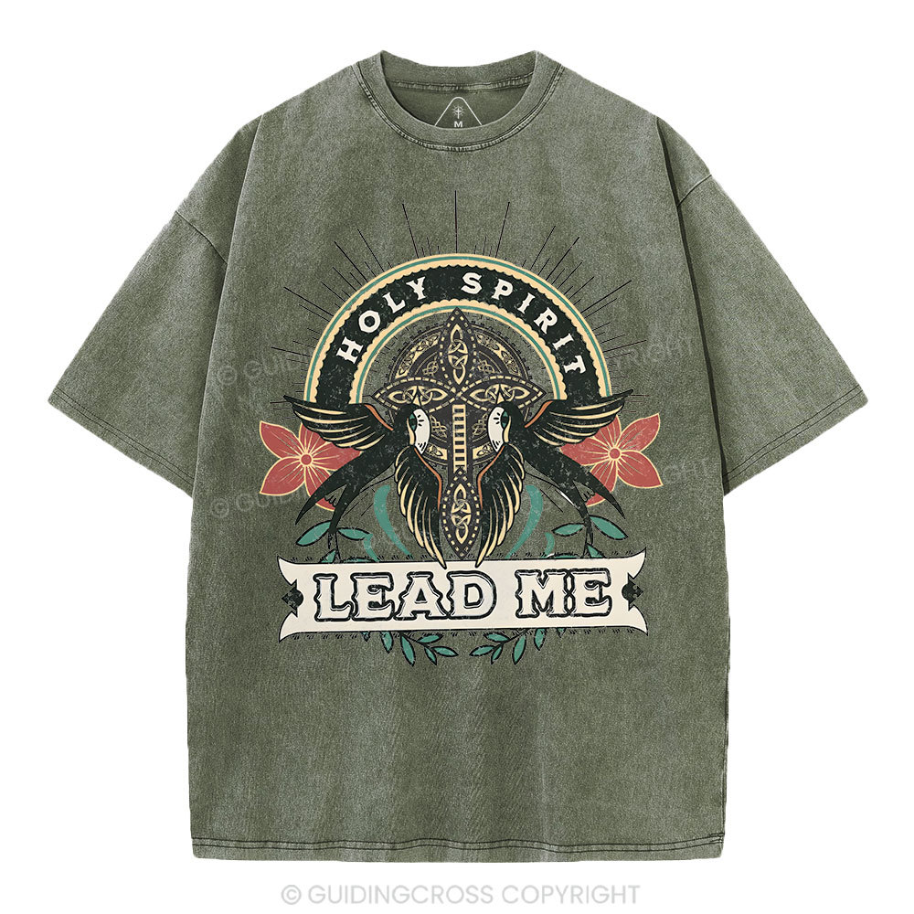 Holy Spirit Lead Me Christian Washed T-Shirt