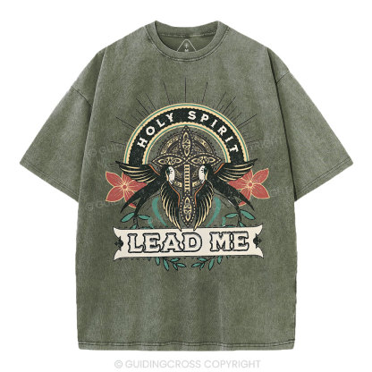 Holy Spirit Lead Me Christian Washed T-Shirt