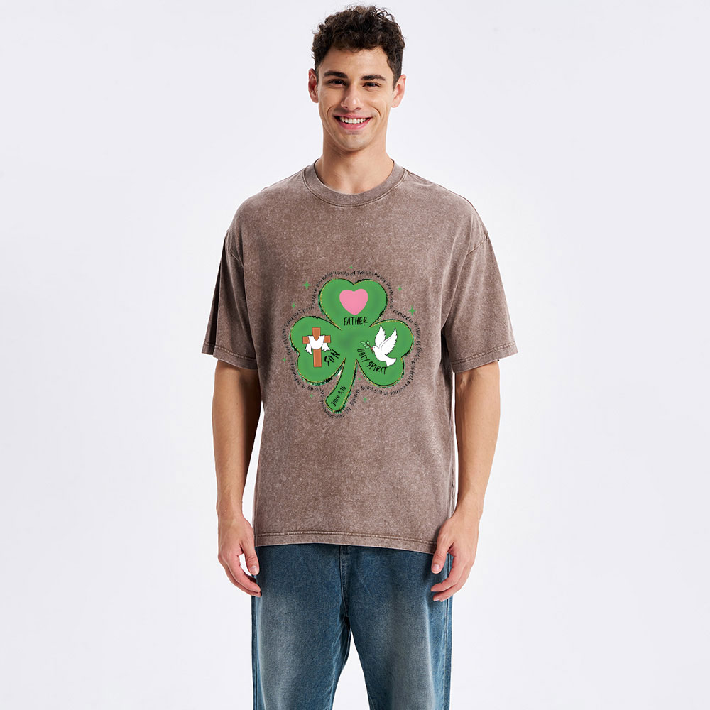 Holy Spirit With Father And Son Christian Washed T-Shirt