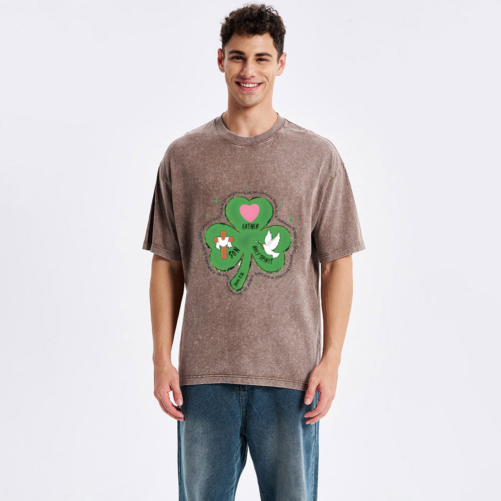 Holy Spirit With Father And Son Christian Washed T-Shirt