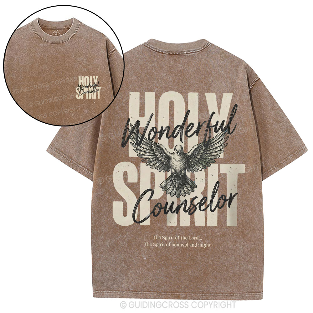 Holy Spirit Wonderful Counselor Christian Washed T-Shirt