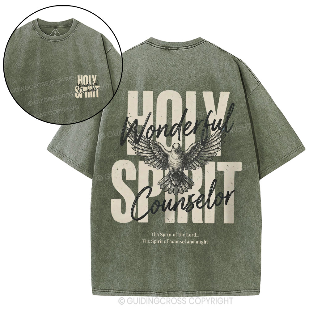 Holy Spirit Wonderful Counselor Christian Washed T-Shirt