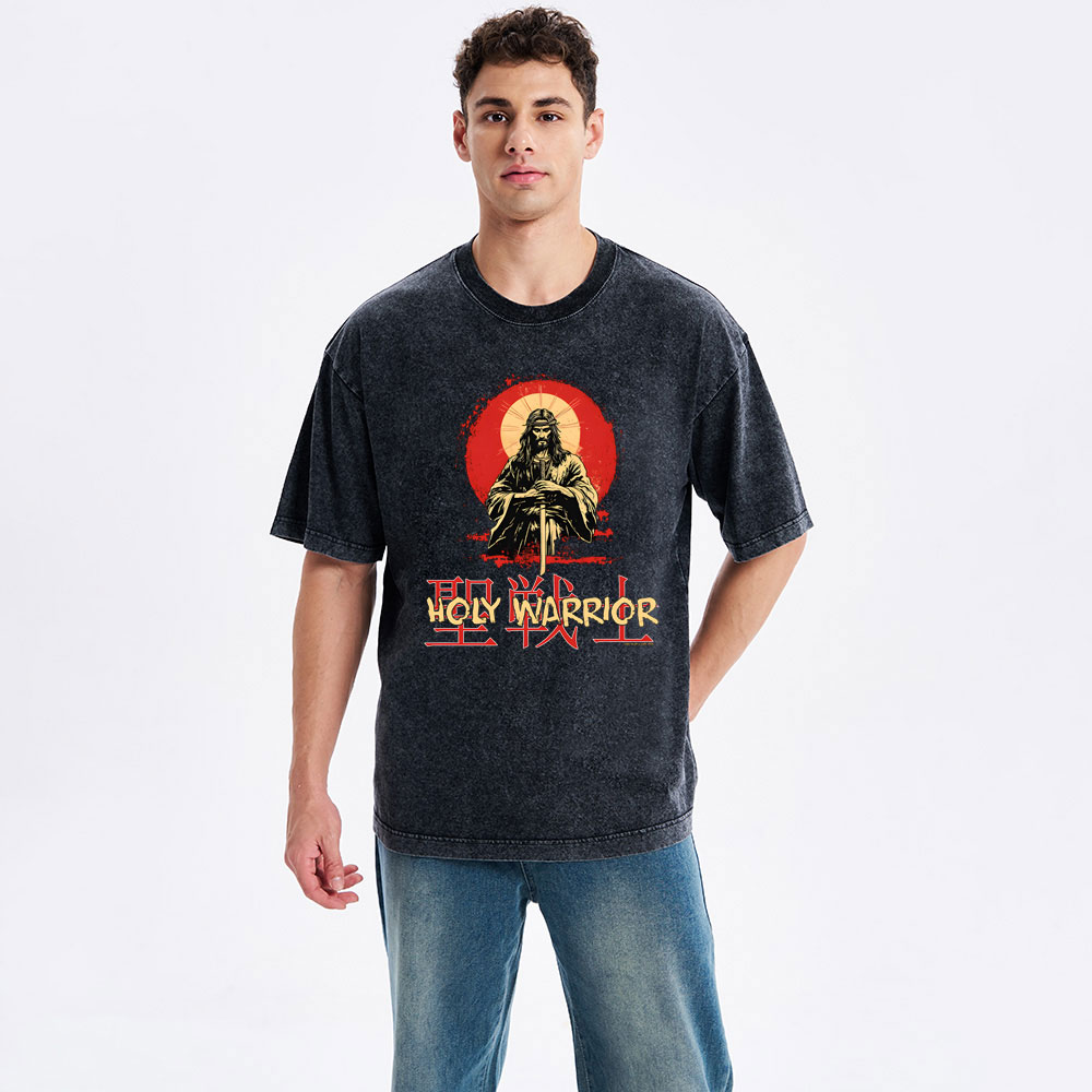 Holy Warrior Christian Washed T-Shirt