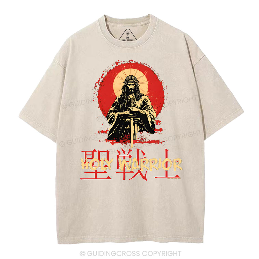 Holy Warrior Christian Washed T-Shirt