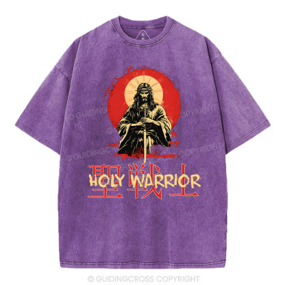Holy Warrior Christian Washed T-Shirt