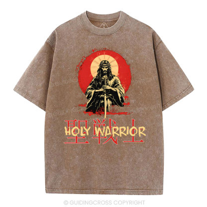 Holy Warrior Christian Washed T-Shirt
