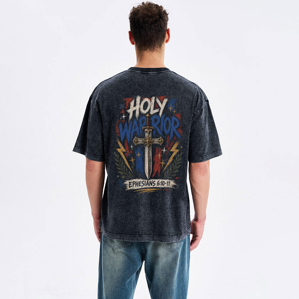 Holy Warrior Christian Washed T-Shirt