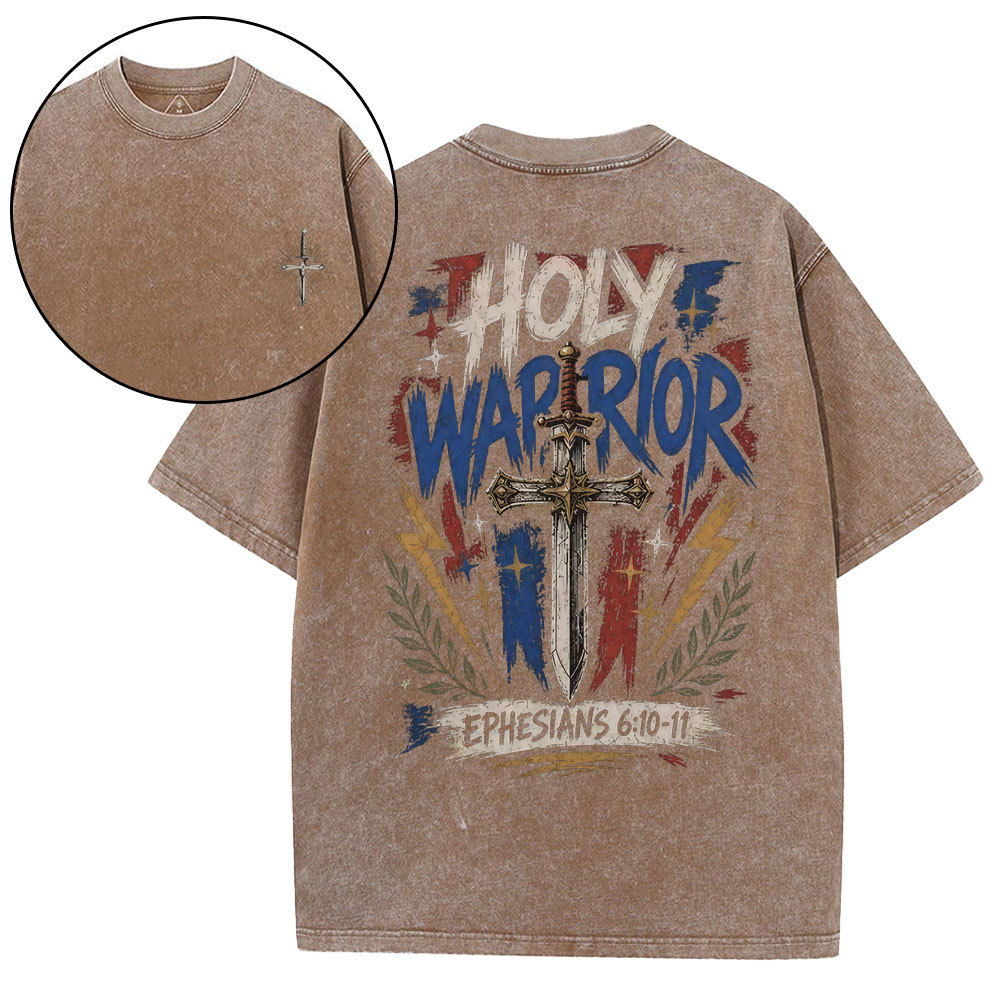 Holy Warrior Christian Washed T-Shirt