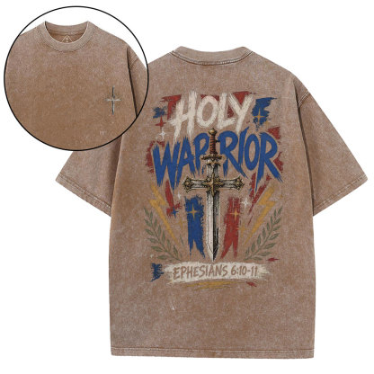 Holy Warrior Christian Washed T-Shirt